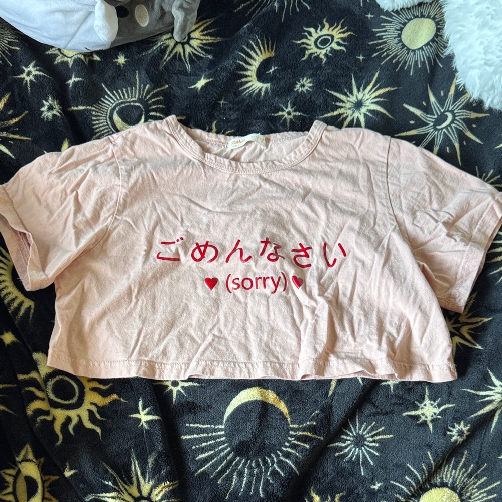ROMWE Blush Pink Graphic Crop Top